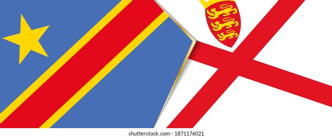Democratic Republic of the Congo and Jersey flags, two vector flags symbol of relationship or confrontation.