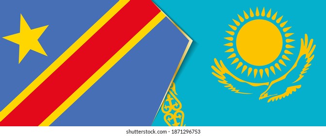 Die Demokratische Republik Kongo und Kasachstan flaggen, zwei Vektorflaggen Symbol für Beziehung oder Konfrontation.