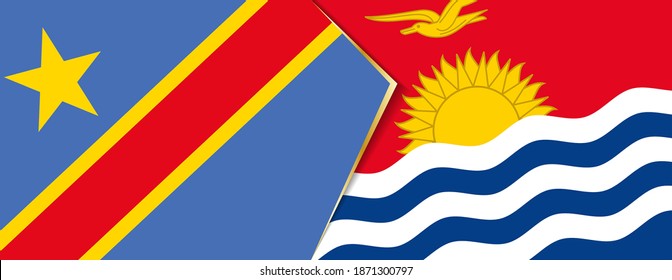 Democratic Republic of the Congo and Kiribati flags, two vector flags symbol of relationship or confrontation.