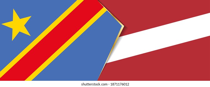 Democratic Republic of the Congo and Latvia flags, two vector flags symbol of relationship or confrontation.