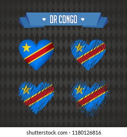 Democratic Republic of the Congo with love. Design vector broken heart with flag inside.