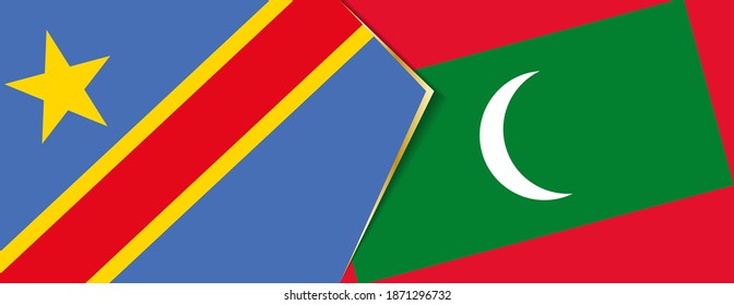 Democratic Republic of the Congo and Maldives flags, two vector flags symbol of relationship or confrontation.