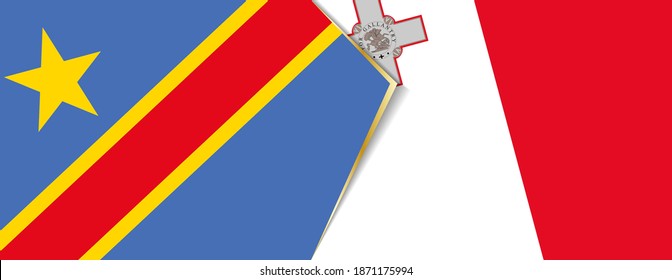 Democratic Republic of the Congo and Malta flags, two vector flags symbol of relationship or confrontation.