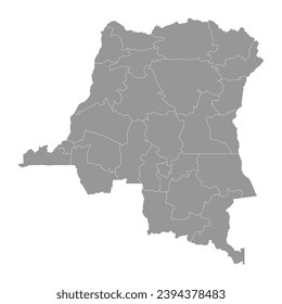 Democratic Republic of the Congo map with administrative divisions. Vector illustration.