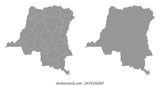 Mapa de la República Democrática del Congo con divisiones administrativas. Ilustración vectorial.