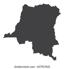 Democratic Republic of the Congo map in black on a white background. Vector illustration