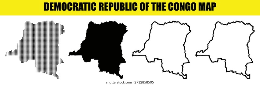 Democratic republic of the Congo map collection outline silhouette vector
