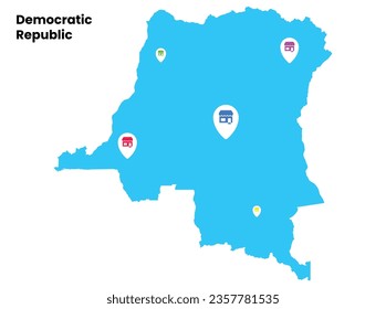 Democratic Republic of the Congo Map, country map, Ecommerce map, shopping icon