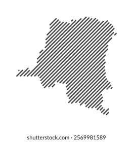 Democratic Republic of the Congo - Map of the country formed by lines. Vector Illustration.