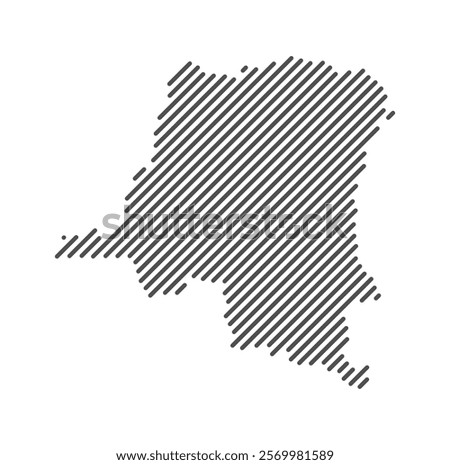 Democratic Republic of the Congo - Map of the country formed by lines. Vector Illustration.