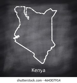 Democratic Republic of the Congo map drawn with chalk on blackboard background