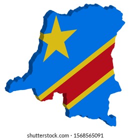 Democratic republic of the Congo Map Flag Vector 3D