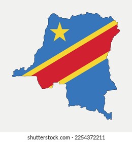 Democratic Republic of the Congo map and flag national emblem graphic element Illustration template design


