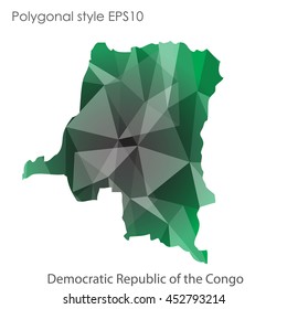 Democratic Republic of the Congo map in geometric polygonal style.Abstract gems triangle,modern design background. Vector illustration EPS10