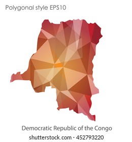 Democratic Republic of the Congo map in geometric polygonal style.Abstract gems triangle,modern design background. Vector illustration EPS10