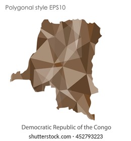 Democratic Republic of the Congo map in geometric polygonal style.Abstract gems triangle,modern design background. Vector illustration EPS10