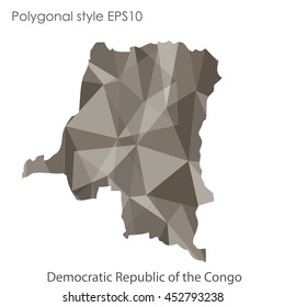 Democratic Republic of the Congo map in geometric polygonal style.Abstract gems triangle,modern design background. Vector illustration EPS10