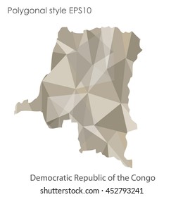Democratic Republic of the Congo map in geometric polygonal style.Abstract gems triangle,modern design background. Vector illustration EPS10