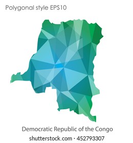 Democratic Republic of the Congo map in geometric polygonal style.Abstract gems triangle,modern design background. Vector illustration EPS10