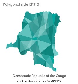 Democratic Republic of the Congo map in geometric polygonal style.Abstract gems triangle,modern design background. Vector illustration EPS10