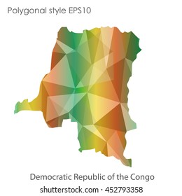 Democratic Republic of the Congo map in geometric polygonal style.Abstract gems triangle,modern design background. Vector illustration EPS10