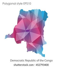 Democratic Republic of the Congo map in geometric polygonal style.Abstract gems triangle,modern design background. Vector illustration EPS10