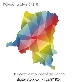 Democratic Republic of the Congo map in geometric polygonal style.Abstract gems triangle,modern design background. Vector illustration EPS10