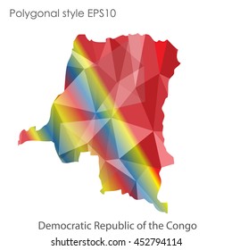 Democratic Republic of the Congo map in geometric polygonal style.Abstract gems triangle,modern design background. Vector illustration EPS10