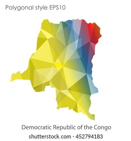 Democratic Republic of the Congo map in geometric polygonal style.Abstract gems triangle,modern design background. Vector illustration EPS10