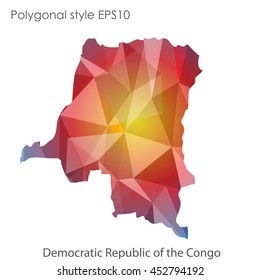 Democratic Republic of the Congo map in geometric polygonal style.Abstract gems triangle,modern design background. Vector illustration EPS10