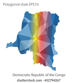 Democratic Republic of the Congo map in geometric polygonal style.Abstract gems triangle,modern design background. Vector illustration EPS10