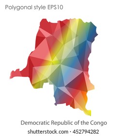Democratic Republic of the Congo map in geometric polygonal style.Abstract gems triangle,modern design background. Vector illustration EPS10