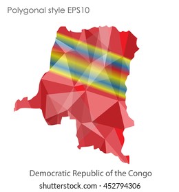 Democratic Republic of the Congo map in geometric polygonal style.Abstract gems triangle,modern design background. Vector illustration EPS10