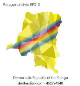 Democratic Republic of the Congo map in geometric polygonal style.Abstract gems triangle,modern design background. Vector illustration EPS10