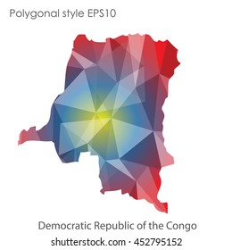 Democratic Republic of the Congo map in geometric polygonal style.Abstract gems triangle,modern design background. Vector illustration EPS10