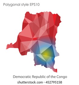 Democratic Republic of the Congo map in geometric polygonal style.Abstract gems triangle,modern design background. Vector illustration EPS10