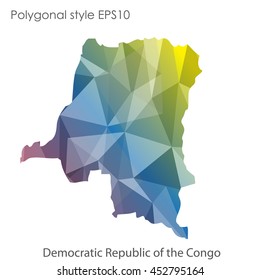 Democratic Republic of the Congo map in geometric polygonal style.Abstract gems triangle,modern design background. Vector illustration EPS10