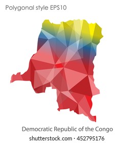 Democratic Republic of the Congo map in geometric polygonal style.Abstract gems triangle,modern design background. Vector illustration EPS10