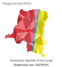 Democratic Republic of the Congo map in geometric polygonal style.Abstract gems triangle,modern design background. Vector illustration EPS10