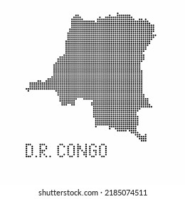 Democratic Republic of the Congo map with grunge texture in dot style. Abstract vector illustration of a country map with halftone effect for infographic. 