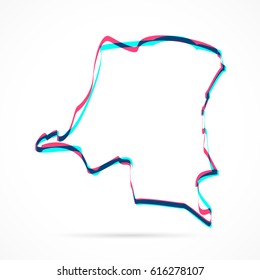 Democratic Republic of the Congo Map hand drawn with blue and pink highlighters, isolated on a blank background.
Vector illustration, easy to edit, manipulate, resize or colorize.

