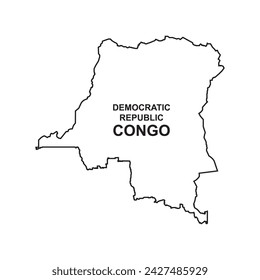Diseño de ilustración vectorial de icono de mapa de la República Democrática del Congo