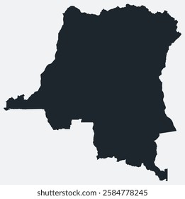 Democratic Republic of the Congo map. Just a simple border map. Shape of the country. Flat blank Democratic Republic of the Congo outline. Vector boundary illustration.