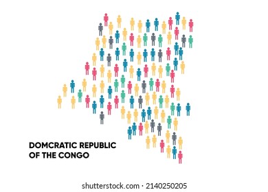 Democratic Republic of the Congo Map made by a group of people, Population. Globalization. People from different countries