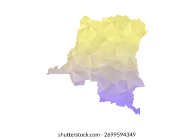 Landkarte Demokratische Republik Kongo - Vektorgrafik im Polygonstil in Gelb und Lavendelgradient, Low Poly Geometric Design, einzeln auf weißem Hintergrund für Infografiken und Projekte