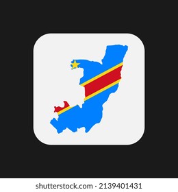 Democratic Republic of the Congo map silhouette with flag on white background