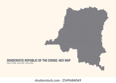 República Democrática do Congo Mapa vetor hexagonal padrão meio-tom isolado no fundo da luz. Textura Hex em forma de um mapa do Congo. Mapa do Contorno Militar Tecnológico Moderno para Projetos de Design