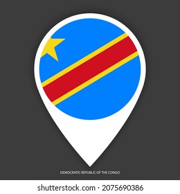 Democratic Republic of the Congo marker icon on dark grey background. Democratic Republic of the Congo pin icon isolated on barely dark background.