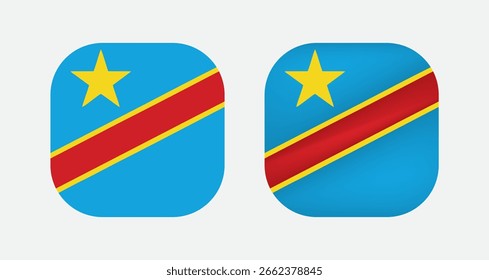 Icono de Botón cuadrado de color plano minimalista de la bandera de la República Democrática del Congo