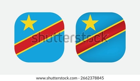 democratic republic of the congo minimalist flag flat color square button icon